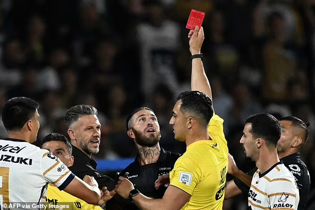 Sergio Ramos sent off after reckless kick