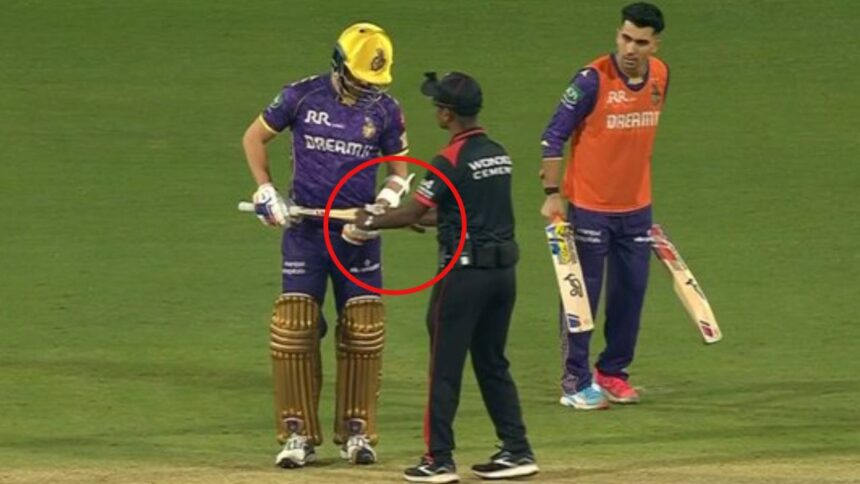 Narine, Nortje change bats after umpire's check