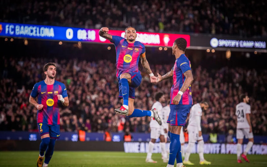 Barcelona playing better says Raphinha after two goals