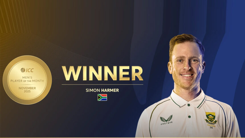 Simon Harmer beats Taijul, Nawaz to win November award