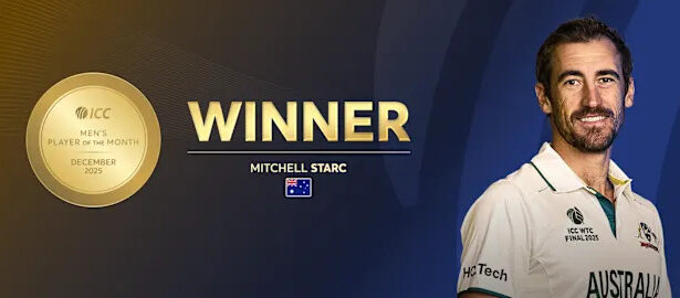 Starc claims ICC player of the month for the first time