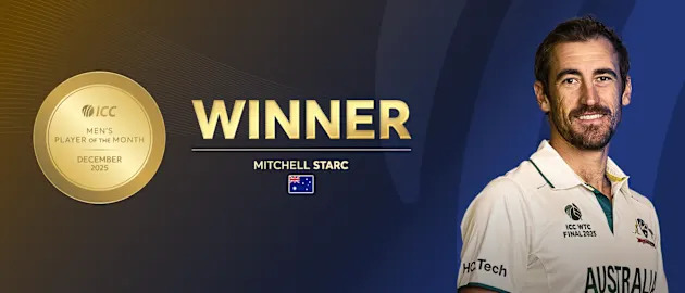 Starc claims ICC player of the month for the first time