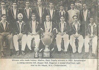 The First Tamil Nadu Ranji Trophy Triumph Team of 1954–1955.