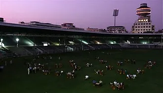 Inside view of the stadium during an evening event