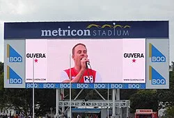 The videoboard.