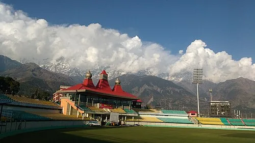 The snow-capped Himalayan mountains in the background