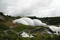 The Eden Project in England, whose biomes use ETFE cushions similar to those proposed at Macquarie Point.