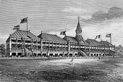 Grandstand built for the English cricket team's 1877 visit