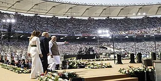 US president Donald Trump and Indian prime minister Narendra Modi at the Narendra Modi Stadium, 24 February 2020.