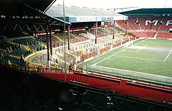 The Stretford End before its redevelopment in the early 1990s