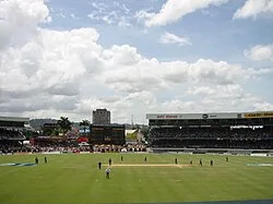 Stands and the scoreboard at the Oval in 2004.