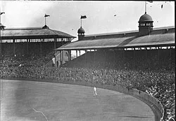 A crowded SCG during a 1930s cricket match