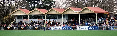 Northern Stand after fire damage in 2008. The stand was consequently moved to the nearby Invermay Park in 2010.