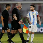 Messi pointed his finger to warn the Brazilian referee