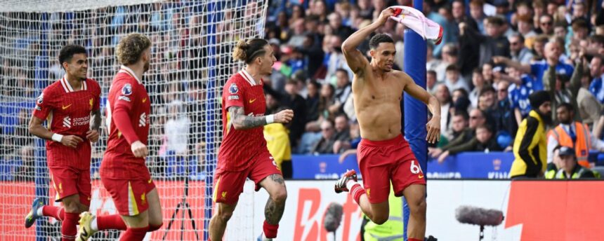 Liverpool relegates Leicester, nears the title